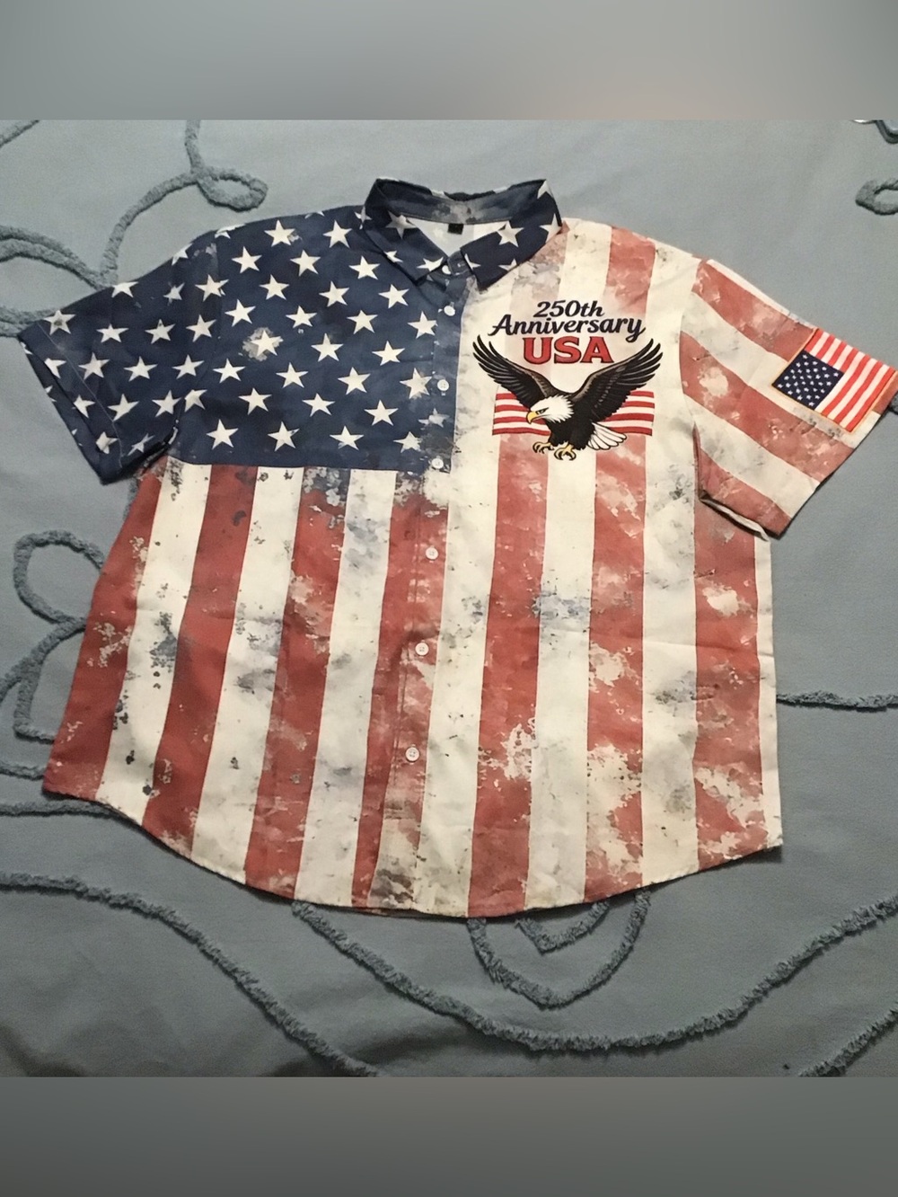 Men’s American Flag 250th USA Anniversary 4th of July Shirt. Sz L